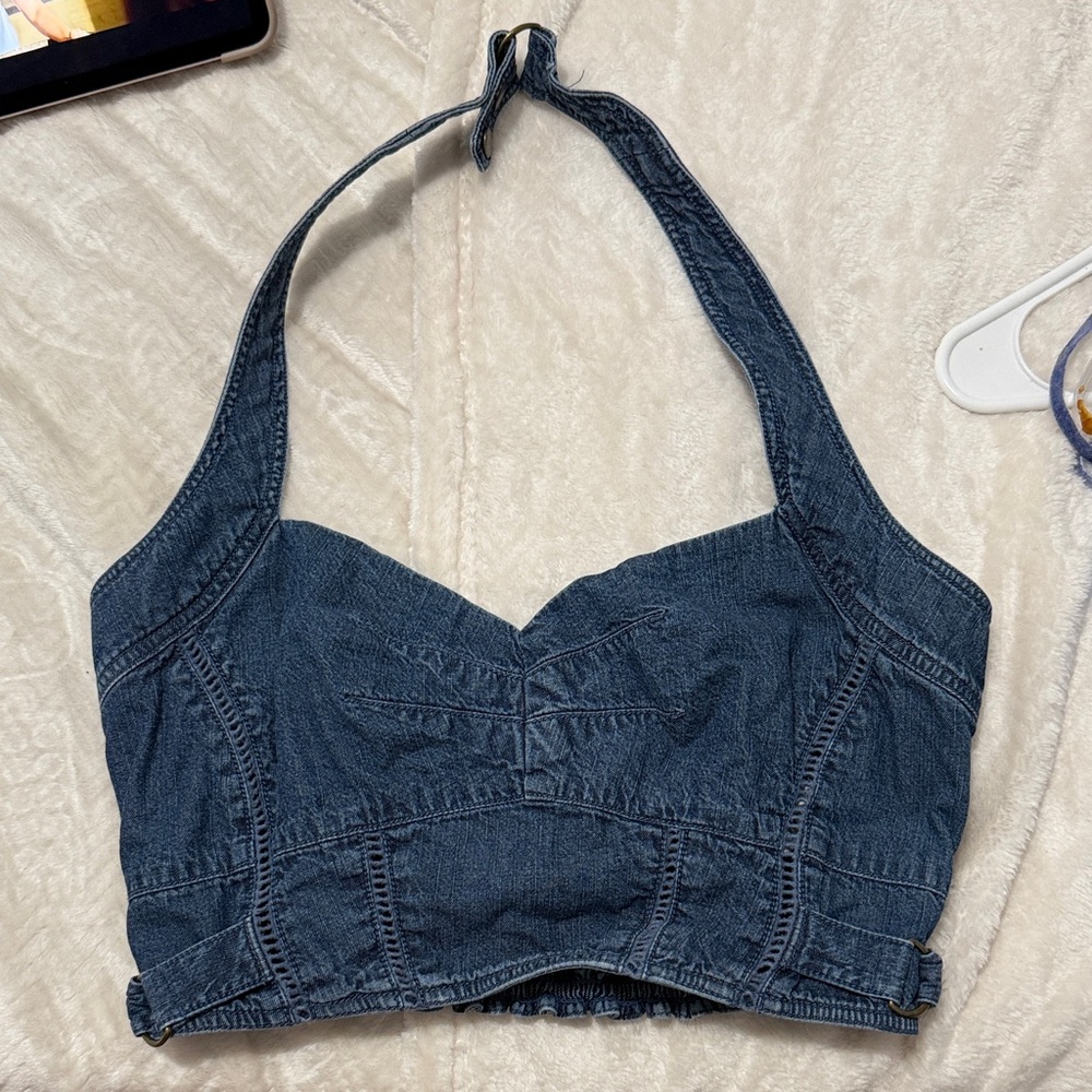 Free People Denim Halter Top